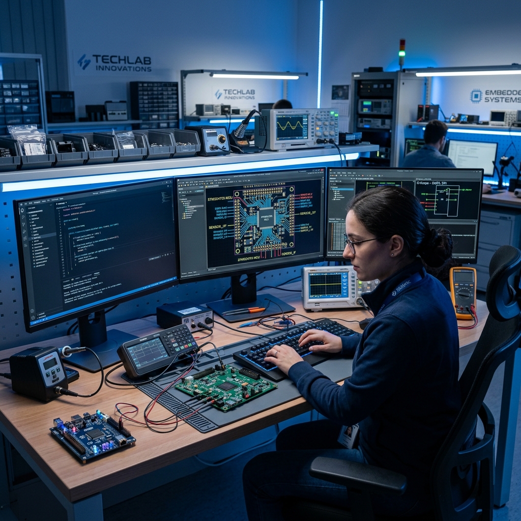 EmbedX Solutions Engineer working on embedded systems